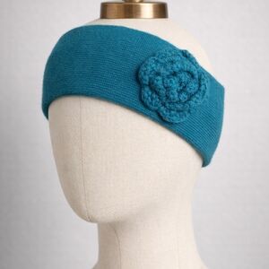 Teal Knit Headband with Flower Accent